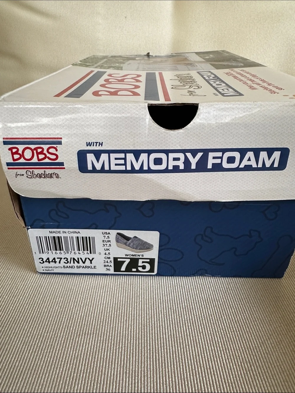 BOBS Skechers NWT Highlights Set Sail Blue Woven Espadrille Memory Foam Slip-Ons